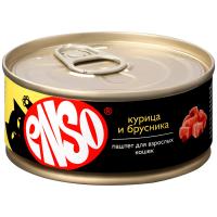 ENSO Корм консервированный полнорационный для кошек, паштет с курицей и брусникой