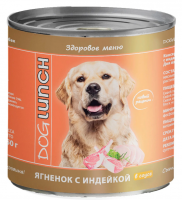 Dog Lunch консервы для собак, ягненок с индейкой в соусе
