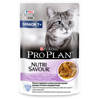 Pro Plan Nutrisavour Adult 7+ для кошек старше 7 лет, с индейкой в соусе 85 гр