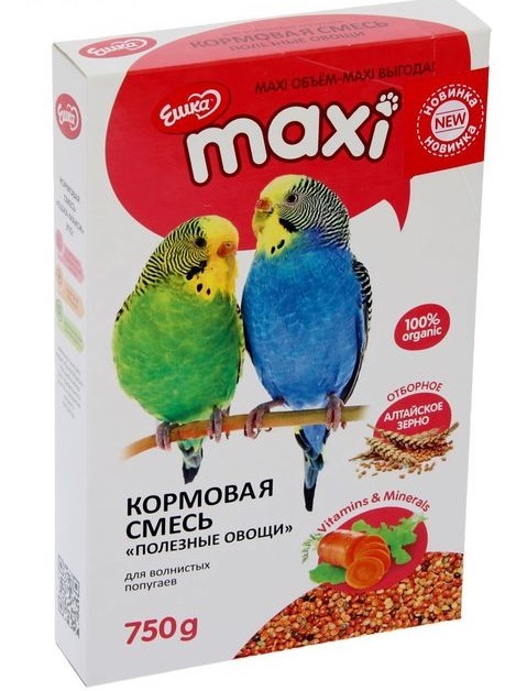 Ешка Maxi Кормовая смесь для волнистых попугаев 750 г (овощи)