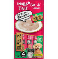Inaba Ciao Churu Лакомство-пюре для взрослых собак, куриное филе с говядиной, 14г*4шт