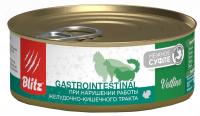 Blitz Cat Vetline Gastrointestinal, влажный корм для кошек,  паштет с индейкой 100гр