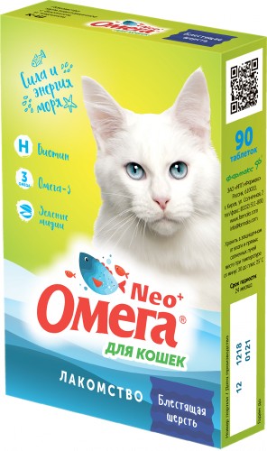 Омега NEO+ мультивитаминное лакомство для кошек с биотином/таурином 90т