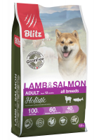BLITZ Holistic Adult All Breeds Lamb & Salmon беззерновой корм для взрослых собак всех пород, ягненок, лосось