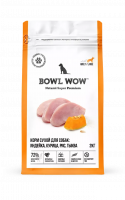 Bowl Wow Сухой корм для собак крупных пород, индейка, курица с рисом и тыквой