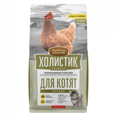 Деревенские Лакомства Премьер Сухой корм для котят, с курицей