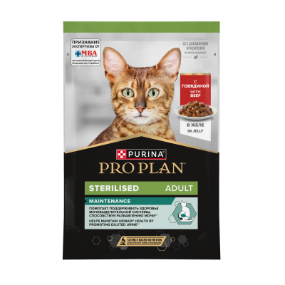 Pro Plan Nutrisavour Sterilised для стерилизованных с говядиной 85гр