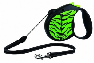 flexi Safari Tiger Тросовый поводок рулетка для маленьких собак (зеленый принт)