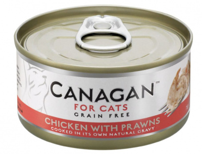 CANAGAN консервы для кошек, цыпленок с креветками 75г