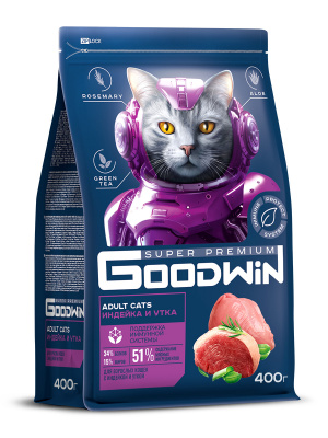 Goodwin Сухой корм для взрослых кошек с индейкой и уткой