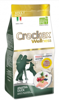 Crockex Wellness корм сухой для взрослых собак мелких пород с уткой и рисом