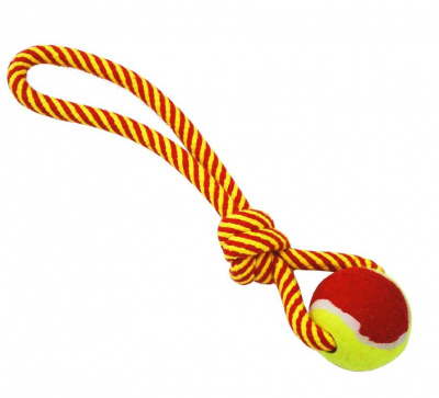 №1 Грейфер веревка плетеная с мячом и ручкой, 32см