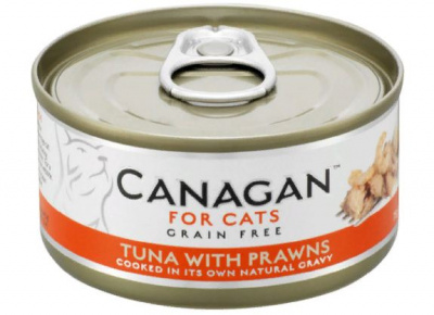 CANAGAN консервы для кошек, тунец с креветками 75г
