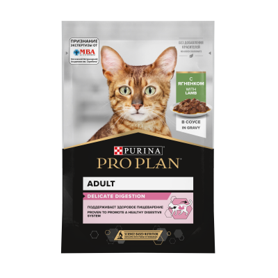 Pro Plan Nutrisavour Delicate для кошек с чувствительным пищеварением, ягненок в соусе 85гр