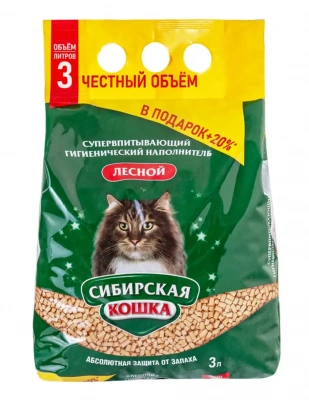 Сибирская кошка древесный наполнитель для кошек "Лесной"