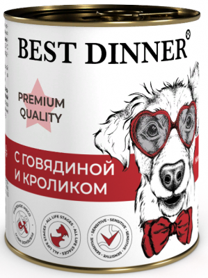 Best Dinner Premium Меню №3 консервы для собак, говядиной и кроликом
