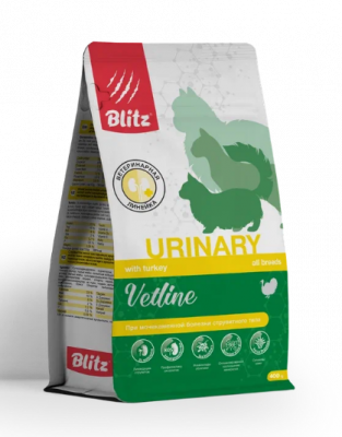 Blitz Vetline Urinary сухой диетический корм для кошек при мочекаменной болезни струвитного типа