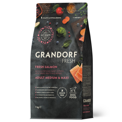 Grandorf Fresh Dog Adult Medium & Maxi Salmon&Sweet Potato Сухой корм для взрослых собак средних и крупных пород, свежий лосось с бататом
