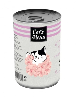 Cat`s Menu Консервы для взрослых стерилизованных кошек, с кроликом, кусочки в соусе, 340гр