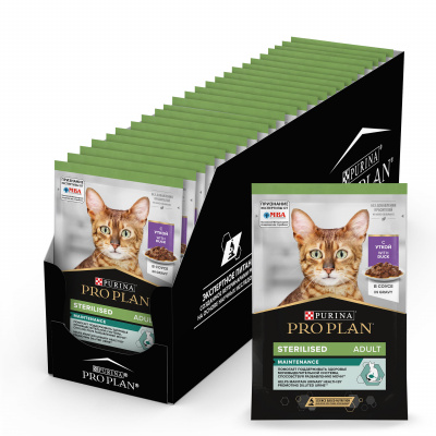 Pro Plan Nutrisavour Sterilised для стерилизованных, нежные кусочки в соусе, утка 85гр