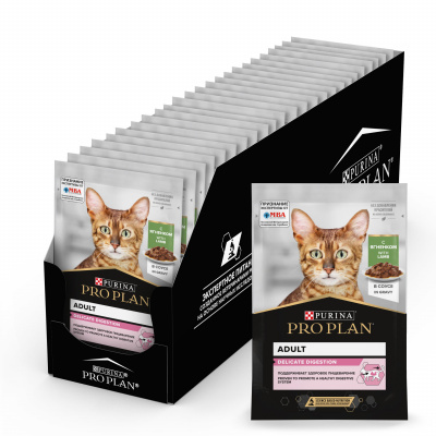 Pro Plan Nutrisavour Delicate для кошек с чувствительным пищеварением, ягненок в соусе 85гр