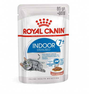Royal Canin Indoor Sterilized 7+ Влажный корм для кошек (в возрасте от 7 до 12 лет), живущих в помещении, кусочки в соусе