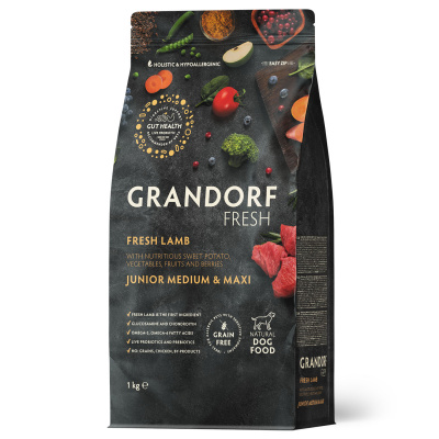 Grandorf Fresh Dog Junior Medium & Maxi Lamb&Sweet Potato Сухой корм для юниоров, свежее мясо ягненка с бататом