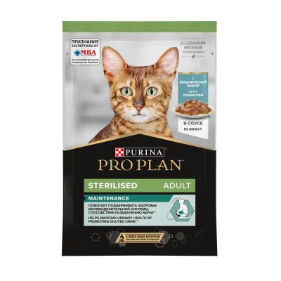 Pro Plan Nutrisavour Sterilised для стерилизованных, нежные кусочки в соусе, океаническая рыба 85гр
