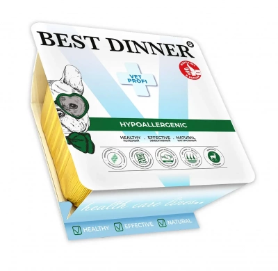 Best Dinner Exclusive Vet Profi Hypoallergenic ветеринарная диета при пищевой аллергии, влажный корм для собак в ламистере, паштет с олениной