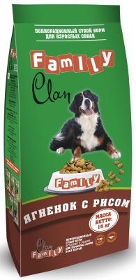 Clan Family сухой гипоаллергенный корм для взрослых собак, ягненок и рис