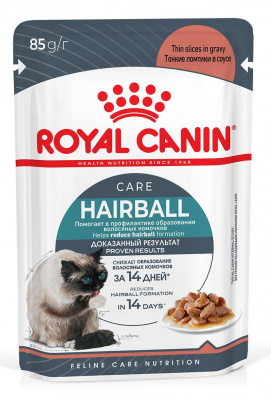 Royal Canin Hairball для вывода шерсти, кусочки в соусе
