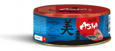 Prime Asia Влажный корм для кошек, тунец с голубой рыбой в желе 85г