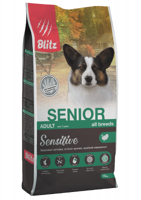 BLITZ Sensitive Senior сухой корм для собак всех пород старше 7 лет