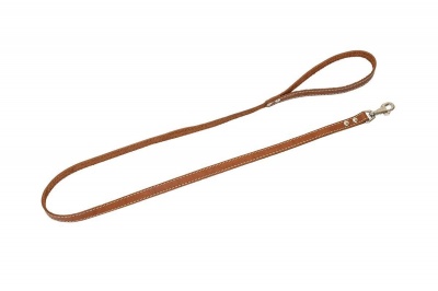 Поводок кожаный eco, серия друг 15мм*120см простроченный,  коричневый