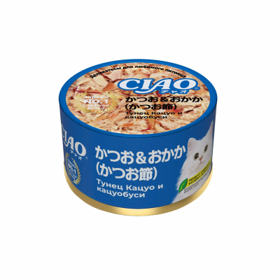 INABA Can корм влажный для кошек тунец Кацуо и кацуобуси, консервы 85г