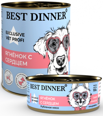 Best Dinner Exclusive Vet Profi Gastro Intestinal консервы для собак, ягненок с сердцем