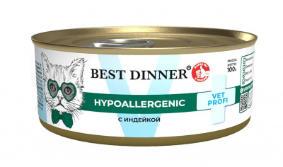 Best Dinner Vet Profi Hypoallergenic консервы для кошек при пищевой аллергии, с индейкой