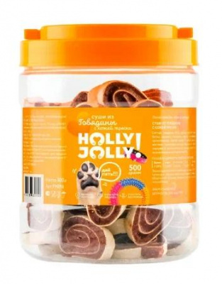Holly Jolly! Лакомство для собак суши из говядины с кожей трески, 500гр