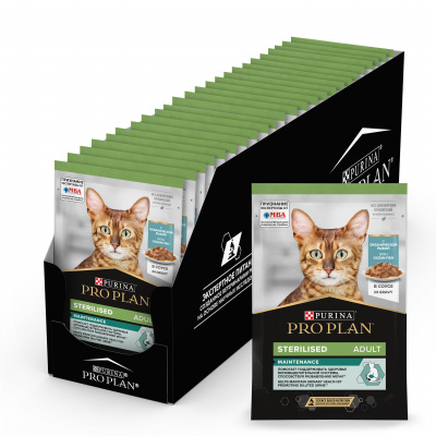 Pro Plan Nutrisavour Sterilised для стерилизованных, нежные кусочки в соусе, океаническая рыба 85гр