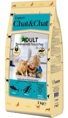 Chat&Chat Expert Premium Сухой корм для взрослых кошек со вкусом тунца и горохом