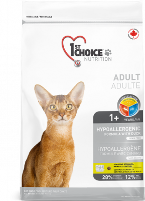 Уценка: 1st Choice корм для кошек Hypoallergenic, утка 2,72кг (Срок до 31.10.2022)