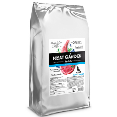 Уценка: Meat Garden Mini Puppy сухой корм для щенков мелких пород с ягненком и черникой (Повреждена упаковка)
