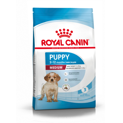 Уценка: Royal Canin Medium Puppy Сухой корм для щенков средних пород в возрасте от 2 до 12 месяцев 14кг (Повреждена упаковка)