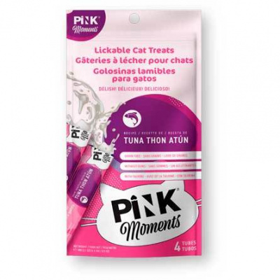 Pink moments пюре для кошек и котят, здоровье кожи и шерсти, из тунца с маслом лосося, 4*15г 