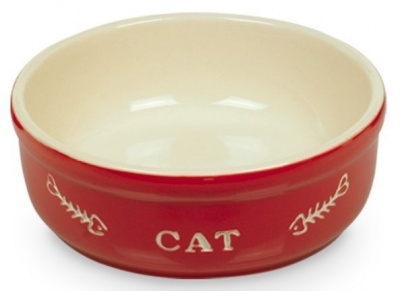 NOBBY Миска керамика красная с рисунком cat
