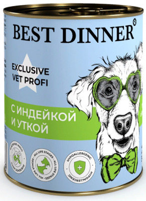 Best Dinner Exclusive Vet Profi Hypoallergenic консервы для собак, индейка, утка