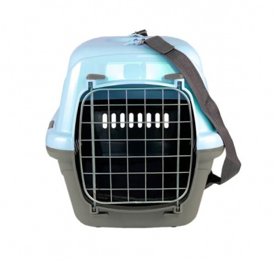 Зооэкспресс Переноска для животных с прозрачной пластиковой дверцей (коврик + ремень) турне M 48*32*32 см