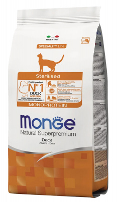 Monge Cat Speciality Line Monoprotein Sterilised сухой корм для стерилизованных кошек, из утки