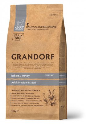 Grandorf Dog Rabbit & Turkey Medium & Maxi Breeds для средних и крупных пород, кролик с индейкой