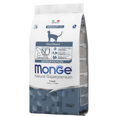 Monge Cat Monoprotein Sterilised Trout сухой корм для стерилизованных кошек с форелью